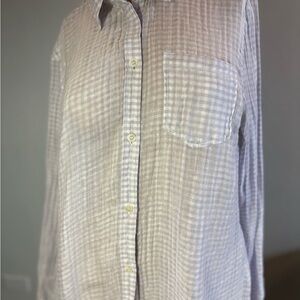 Theory Lightweight Purple and White Checkered Button-down Shirt Size XL